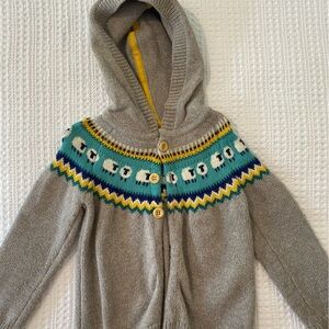Baby Boden Cardigan Hooded Sweater with Lambs: 3-4T